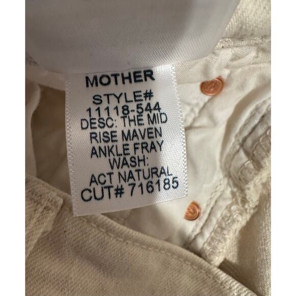 Mother The Mid Rise Maven Act Natural Cream Ankle Fray Jeans Size 30 - Picture 12 of 13